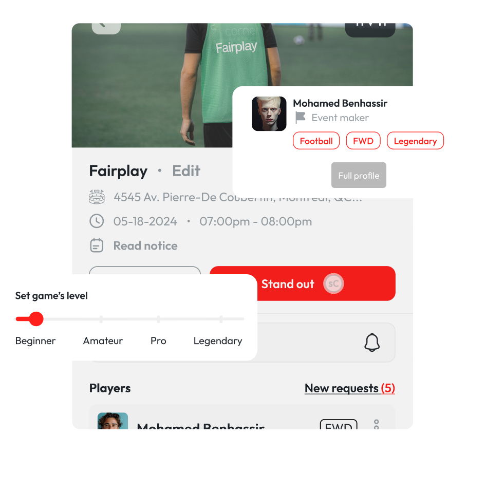 Game Organization Interface